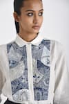 Buy_Payal Pratap_Ivory Linen Embroidered Patchwork Collared Agioi Yoke Shirt _Online_at_Aza_Fashions