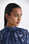 Buy_Payal Pratap_Blue Silk Printed Bandhani Turtle Neck Verona Top _Online_at_Aza_Fashions