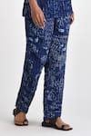 Payal Pratap_Blue Linen Satin Printed Bandhani Chorio Pant _Online_at_Aza_Fashions