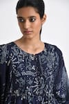 Buy_Payal Pratap_Blue Silk Printed Bandhani Round Trilifos Tunic _Online_at_Aza_Fashions