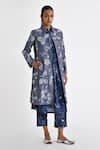 Buy_Payal Pratap_Blue Chambrey Linen Embroidered Floral Collared Modica Jacket _at_Aza_Fashions