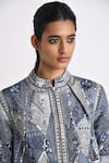 Buy_Payal Pratap_Blue Cotton Linen Embroidered Patchwork Band Collar Erice Jacket _Online_at_Aza_Fashions