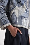 Shop_Payal Pratap_Blue Cotton Linen Embroidered Patchwork Band Collar Erice Jacket _Online_at_Aza_Fashions