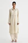 Buy_Payal Pratap_Off White Chanderi Embroidered Floral Collared Tinos Tunic _at_Aza_Fashions