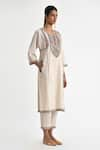 Buy_Payal Pratap_Off White Malkha Cotton Embroidered Thread Round Kastro Kurta With Pant _at_Aza_Fashions