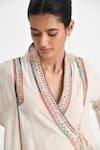 Shop_Payal Pratap_Off White Malkha Cotton Embroidered Thread V Neck Paros Angarkha With Pant _Online_at_Aza_Fashions