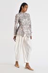 Buy_Payal Pratap_Off White Malkha Cotton Solid Dorijan Cowl Draped Pant _Online_at_Aza_Fashions