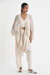 Buy_Payal Pratap_Off White Malkha Cotton Solid Tivas Zouave Draped Pant _at_Aza_Fashions