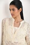 Shop_Payal Pratap_Off White Chanderi Embroidery Paisley Bloom Mandarin Collar Askos Kaftan _Online_at_Aza_Fashions