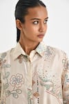 Buy_Payal Pratap_Off White Silk Print Wild Mosaic Collar Neck Ormos Tiered Shirt Dress _Online_at_Aza_Fashions