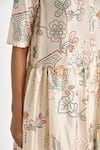 Shop_Payal Pratap_Off White Silk Print Wild Mosaic Collar Neck Ormos Tiered Shirt Dress _Online_at_Aza_Fashions