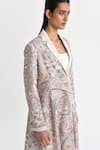 Buy_Payal Pratap_Off White Malkha Cotton Embroidery Fleur Lapel Collar Evros Long Blazer Jacket _Online_at_Aza_Fashions