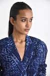 Buy_Payal Pratap_Blue Linen Satin Printed Shibori Lapel Collar Larissa Jacket _Online_at_Aza_Fashions