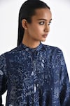 Buy_Payal Pratap_Blue Silk Printed Bandhani Mandarin Collar Thetidio Geometric Tunic _Online_at_Aza_Fashions