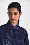 Shop_Payal Pratap_Blue Linen Satin Printed Bandhani Shirt Emilia Banfhai Vine Tunic With Pant _Online_at_Aza_Fashions