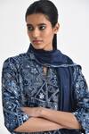 Shop_Payal Pratap_Blue Chanderi Embroidered Kedhia Caroline Work Sequined Tunic Cowl Pant Set _Online_at_Aza_Fashions