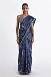 Buy_Payal Pratap_Blue Silk Printed Bandhani Adeline Saree _at_Aza_Fashions