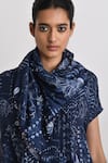 Payal Pratap_Blue Printed Komi Silk Bandhani Scarf _Online_at_Aza_Fashions