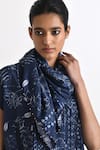 Buy_Payal Pratap_Blue Printed Komi Silk Bandhani Scarf _Online_at_Aza_Fashions