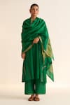 Buy_Dot_Green Chanderi Embroidered Dabka Mridini Dupatta _at_Aza_Fashions