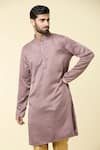 Buy_Arihant Rai Sinha_Brown Cotton Plain Straight Kurta _at_Aza_Fashions