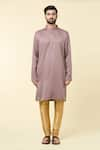 Buy_Arihant Rai Sinha_Brown Cotton Plain Straight Kurta _Online_at_Aza_Fashions