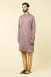 Shop_Arihant Rai Sinha_Brown Cotton Plain Straight Kurta _Online_at_Aza_Fashions