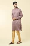 Arihant Rai Sinha_Brown Cotton Plain Straight Kurta _at_Aza_Fashions