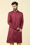 Buy_Arihant Rai Sinha_Maroon Cotton Solid Straight Kurta _at_Aza_Fashions