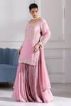 Buy_RAJ ARORA_Pink Georgette Embroidered Cutdana Round And Sequin Kurta Sharara Set _Online_at_Aza_Fashions