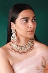 Buy_Riana Jewellery_Pink Stone Embellished Necklace Set _at_Aza_Fashions