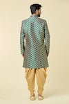 Shop_Arihant Rai Sinha_Green Jacquard, Silk Embroidery Woven Floral Butti Sherwani With Peshawari Pant _at_Aza_Fashions