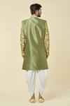 Shop_Arihant Rai Sinha_Green Attached Jacket Soft Cotton Placement Print Floral Kurta With Dhoti Pant _at_Aza_Fashions