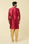 Shop_Arihant Rai Sinha_Maroon Kurta Silk Placement Woven Floral Pattern With Dhoti Pant _at_Aza_Fashions