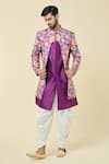 Buy_Arihant Rai Sinha_Purple Attached Jacket Soft Cotton Print Floral Garden Kurta With Dhoti Pant _at_Aza_Fashions