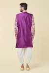 Shop_Arihant Rai Sinha_Purple Attached Jacket Soft Cotton Print Floral Garden Kurta With Dhoti Pant _at_Aza_Fashions