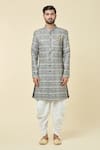 Arihant Rai Sinha Green Cotton, Silk Sequins, Floral Garden Pattern Kurta With Dhoti Pant at Aza Fashions Arihant Rai Sinha_Green Cotton, Silk Sequins, Floral Garden Pattern Kurta With Dhoti Pant _at_Aza_Fashions