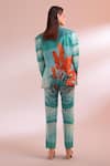 Buy_Gazab by Miku Kumar_Blue Jacket And Pant Silk Chanderi Printed Palm Tree The Crotoy Paris Set 