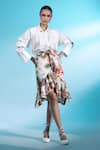 Buy_Gazab by Miku Kumar_White Shirt Cotton Printed Moulin Rouge Romance Paris Solid With Draped Skirt _at_Aza_Fashions