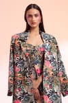 Gazab by Miku Kumar_Multi Color Linen Printed Tropical Floral Jacket Lapel Parc Paris With Dress _Online_at_Aza_Fashions