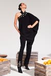 Buy_House of Zeniaa_Black Soft Crepe Embellished One-shoulder Vera Top And Pant Set _at_Aza_Fashions