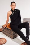 Buy_House of Zeniaa_Black Soft Crepe Embellished One-shoulder Vera Top And Pant Set _Online_at_Aza_Fashions