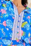 Buy_House of Zeniaa_Blue Cotton Muslin Print Iris Bloom Collar Neck Top _Online_at_Aza_Fashions