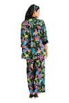 House of Zeniaa_Black Butter Crepe Printed Floral Collared Shirt And Pant Set _at_Aza_Fashions