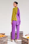 Shop_House of Zeniaa_Purple Soft Crepe Embellished Stone The Poppy Colour Block Peplum Top With Pant _at_Aza_Fashions