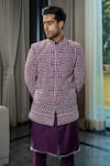 Buy_Soniya G_Purple Handmade Silk Embroidery Dori Jodhpuri Jacket And Kurta Set _at_Aza_Fashions