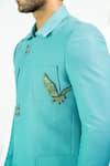 Soniya G_Blue Corduroy Embellished Swarovski Placement Embroidered Bandhgala Jacket Set _Online_at_Aza_Fashions