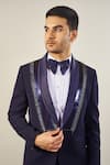 Buy_Soniya G_Blue Italian Cationic Embellished Tape Placket Tuxedo Set _Online