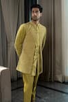 Buy_Soniya G_Gold Silk Velvet Embroidery Thread Paisley Jodhpuri Jacket And Sherwani Set _at_Aza_Fashions