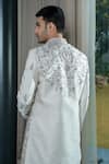 Shop_Soniya G_Ivory Silk Embroidery Floral Hand Sherwani And Pant Set _at_Aza_Fashions